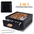 BBQ Grill with Foldable, Wood, Folding Tabletop Charcoal Portable Enamel - BLACK option
