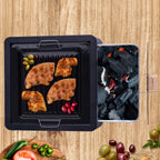 BBQ Grill with Foldable, Wood, Folding Tabletop Charcoal Portable Enamel - product gallery image 11