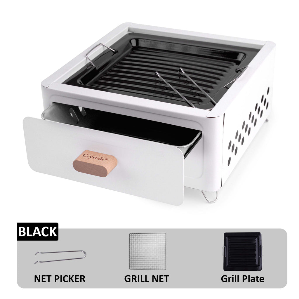 BBQ Grill with Foldable, Wood, Folding Tabletop Charcoal Portable Enamel - product gallery image 14