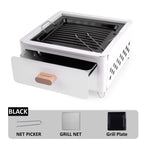 BBQ Grill with Foldable, Wood, Folding Tabletop Charcoal Portable Enamel - product gallery image 2