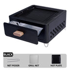 BBQ Grill with Foldable, Wood, Folding Tabletop Charcoal Portable Enamel - product gallery image 7