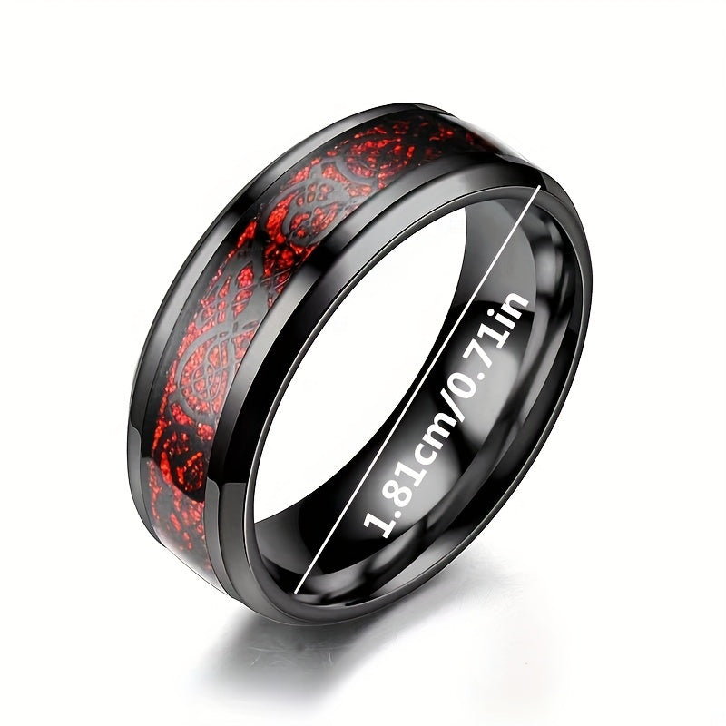 6/9pcs Stainless Steel Dragon Pattern Slice Fashion Men's Women's Finger Ring Set
