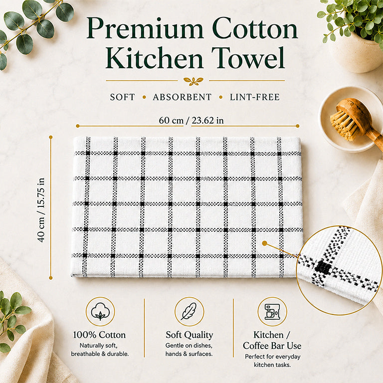 Cotton Kitchen Tea Towels - 12-Pack, 60 x 40cm