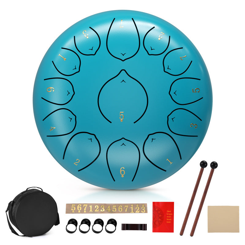 12 Inch 13 Notes Steel Tongue Drum, D Key & Rust-Proof Handpan Drum with Drum Bag and Percussion Instrument Tools