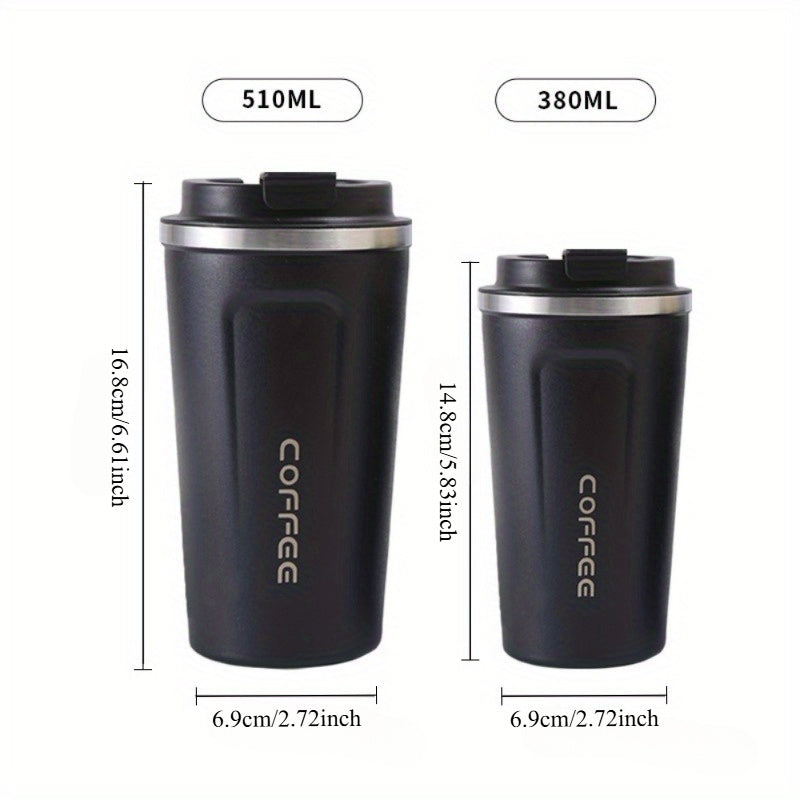 380/510ML Stainless Steel Coffee Mug | Leak-Proof, Travel Thermo Cup, Vacuum Flask, Insulated, Office Use, Reusable, Hand Wash Only