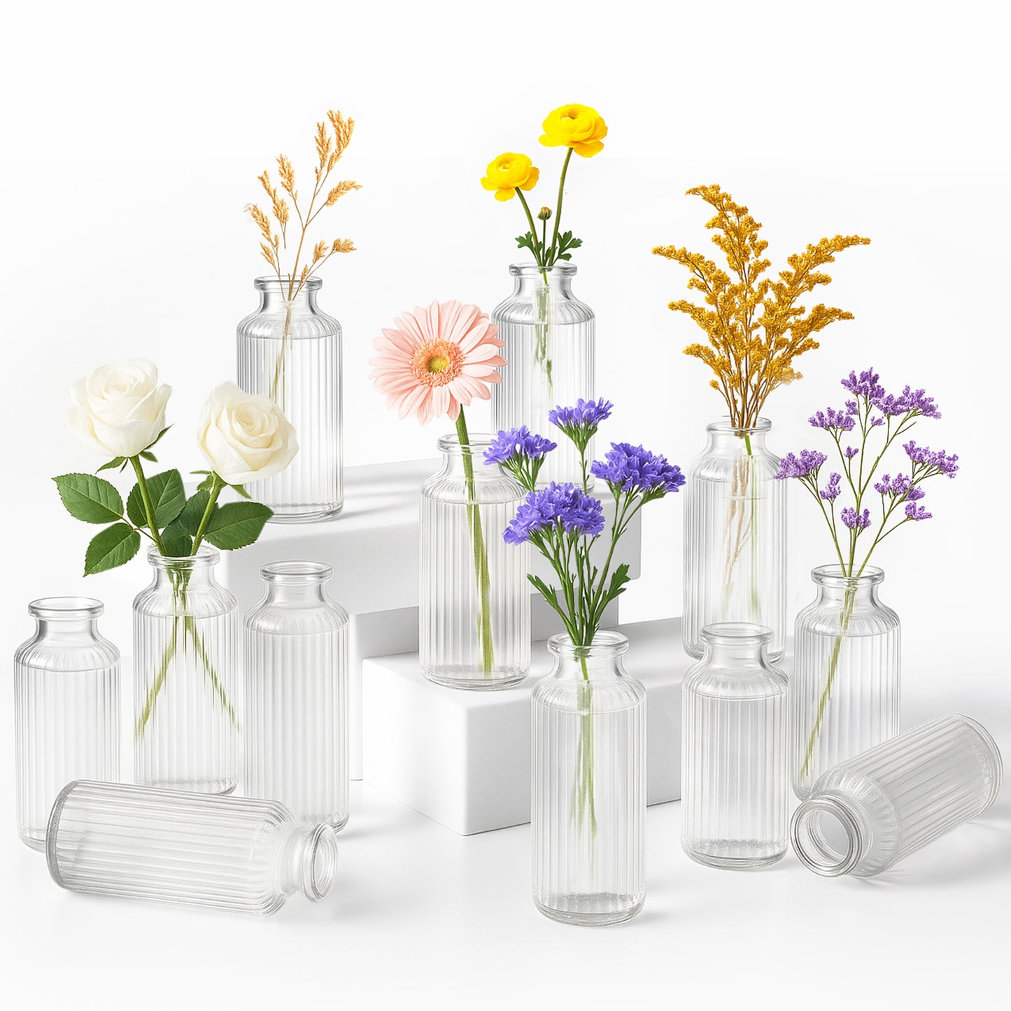 clear glass bud vase set — feature detail 3