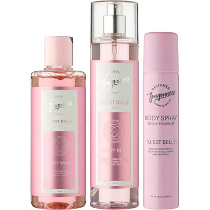 Designer Fragrances 3 Pack Tu Est Belle Bundle - Women'S Feminine Body Wash, Deodorant Body Sprays & Mist Sprays - For Instant Freshness, Silky Soft, Beautifully Smelling Fresh Skin, Revitalizing