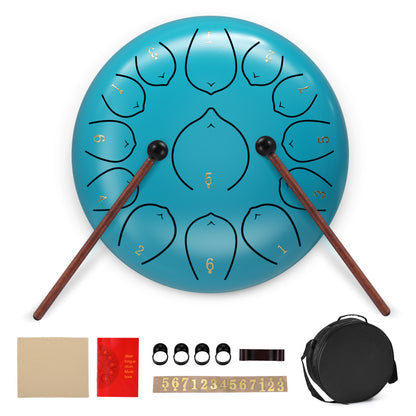 12 Inch 13 Notes Steel Tongue Drum, D Key & Rust-Proof Handpan Drum with Drum Bag and Percussion Instrument Tools