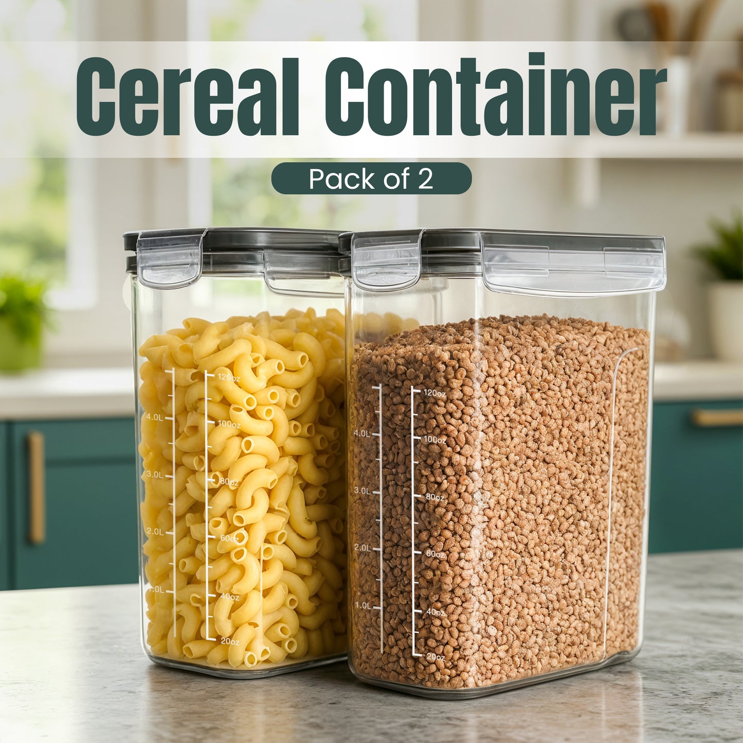 Kichly Cereal Dispenser & Storage Container for Kitchen & Pantry – Air Sealed Kitchen Organizers and Storage Box - Plastic – Dry Food Organizer