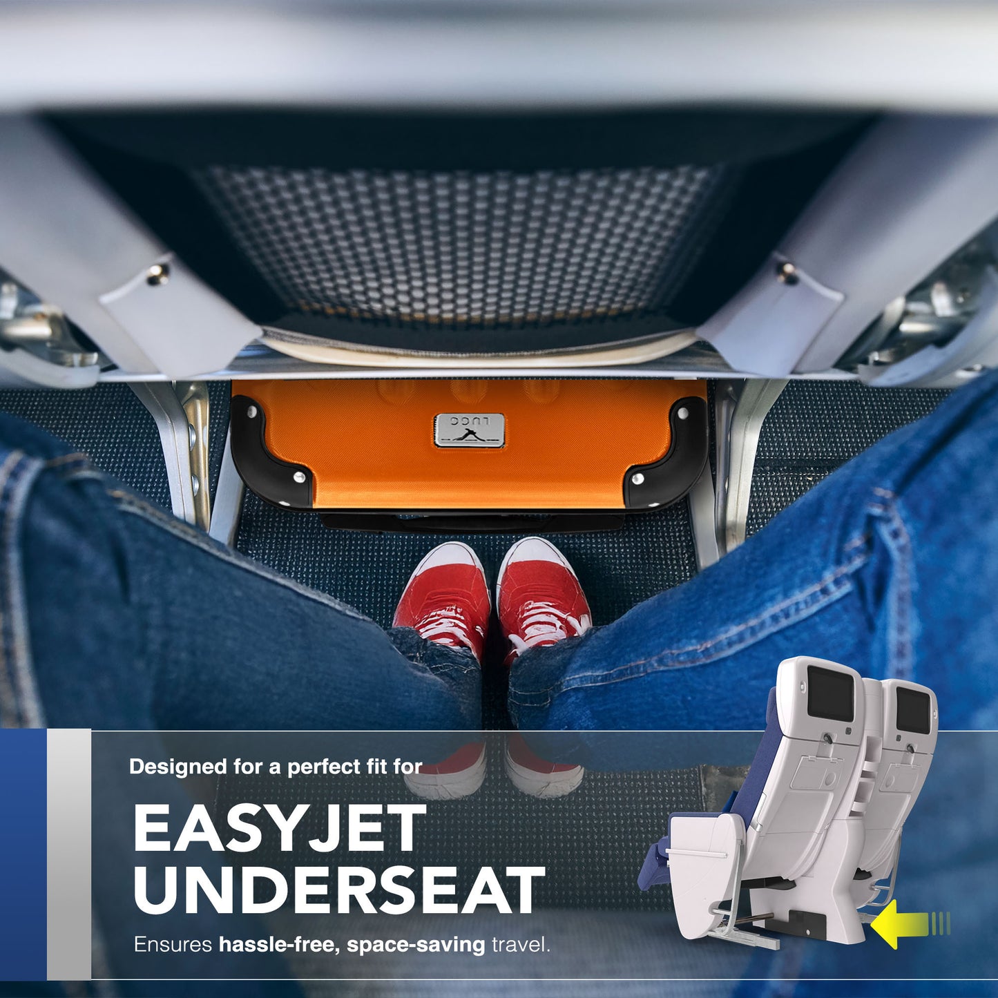 LUGG Skywander 15 Inch (45x34x20cm) Lightweight Underseat Cabin Bag EasyJet Approved Carry-On Suitcase, Durable ABS Hard Shell, Smooth Double Spinner Wheels, Water Resistant & Compact Travel Luggage (45x34x20cm)