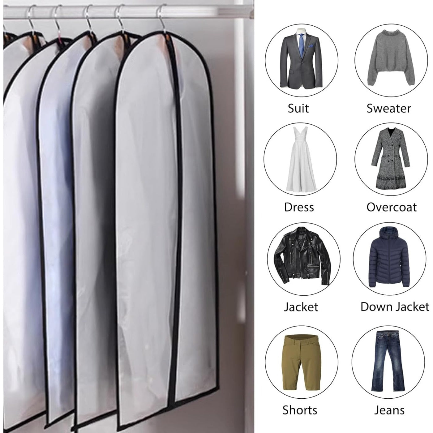 12 Pack Dress Bags Garment Bags Clothes Bags with Zipper