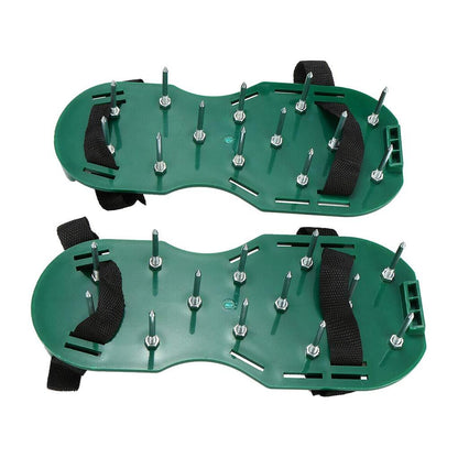 Garden Lawn Aerator Spike Shoes, Manual Aerating Sandals with 2 Adjustable Straps, Universal Fit for All Sizes, 13 Deep 5cm Spikes for Grass Soil Health, Easy Tool for Lawn Care, Strong Durable Design for Outdoor Use