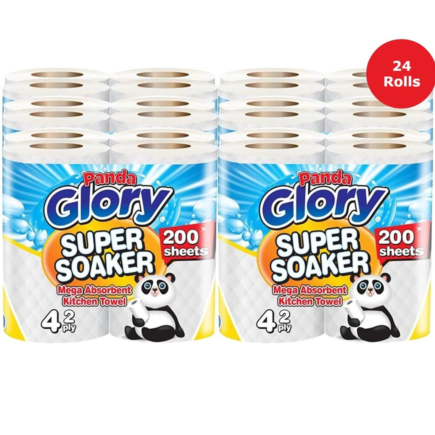 24 X Grigora 2-Ply Kitchen Towel 4-Pack Paper Rolls | White Paper Embossed | Strong & Functional