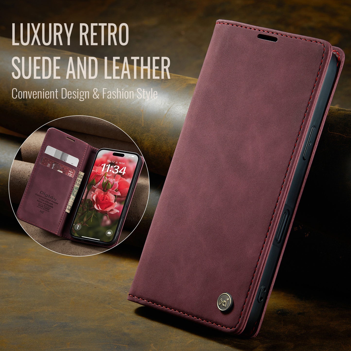Upgraded Faux Leather Flip Cover Wallet Case For iPhone 16 Plus 16 Pro Max with Card Holder, Magnetic Closure, and Stand Function Phone Case