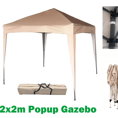 2x2m Pop-up Gazebo Waterproof Outdoor Garden Marquee Canopy No Sides