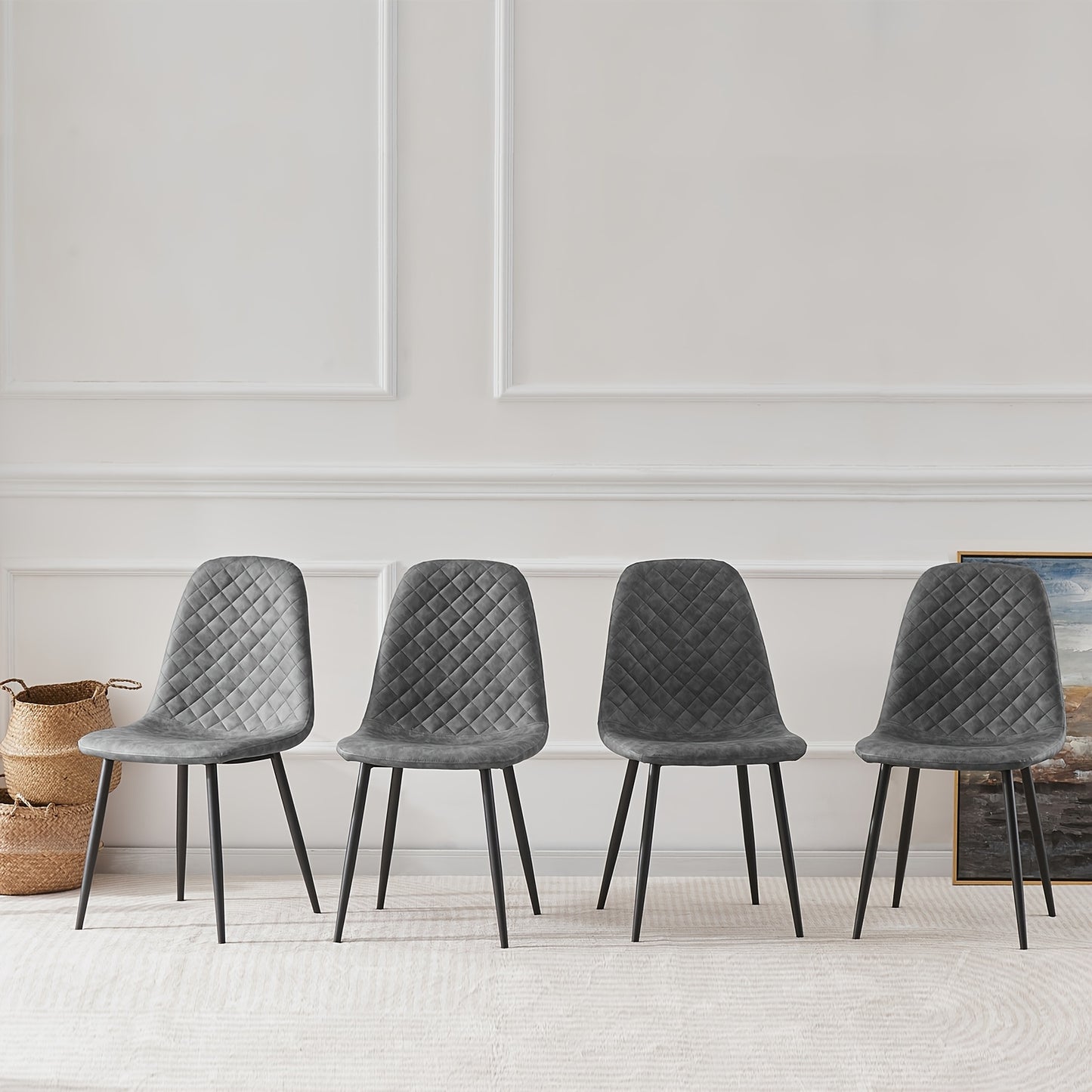 Velvet Dining Chairs Set of 2 or 4 – Upholstered Fabric Seat with Metal Legs, 40x44.5x84cm, 120kg Capacity, Modern Dining Room & Living Room Side Chairs, 16 Colours