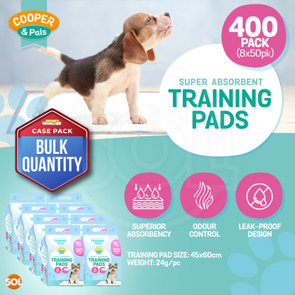 400 Pack Puppy Training Pads 45x60cm | Super Absorbent Leak-Proof Dog Pee Pads | Odor Control & Moisture Lock Layers | Disposable Indoor Pet Training Pads for Puppies & Small Dogs