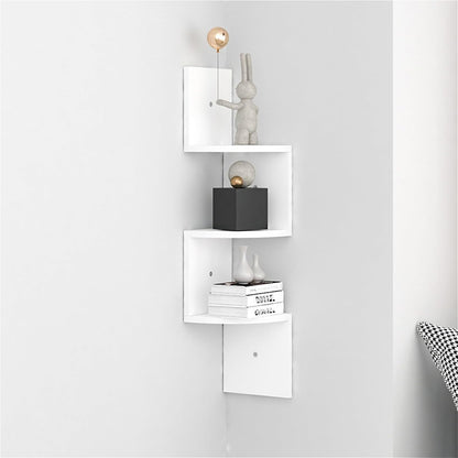 Three-Tier Rustic Corner Wall Shelf with Curved Platforms - product detail 26