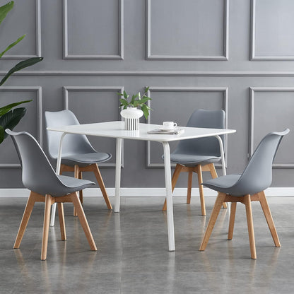 mcc direct Set of 4 Dining Chairs Wooden Legs Soft Cushion Pad Stylish DELUXE Retro Lounge Dining Office EVA