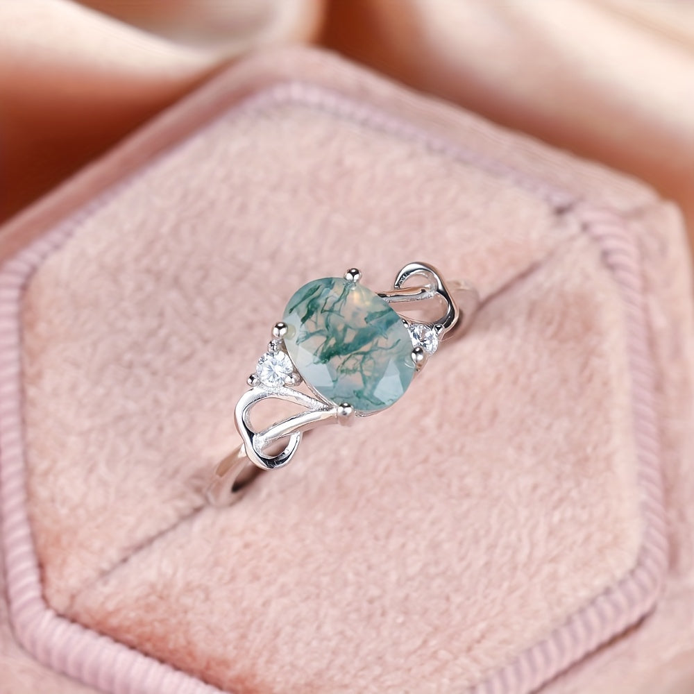 Sterling Silver Moss Agate Infinity Ring