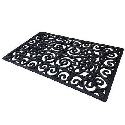Decorative Rubber Door Mat 45x75cm – Heavy Duty Wrought Iron Effect Non-Slip Entrance Mat – Outdoor Mat with Drainage for Front Door, Patio, Garden & Back Door