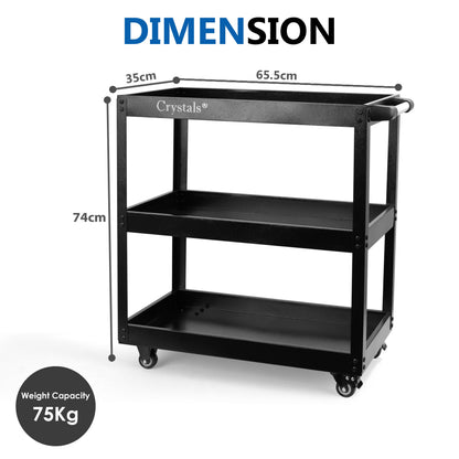 3 Tier Shelf Tool Trolley Cart ool Storage Trolley Bearing Wheel Heavy Duty Garage DIY Storage Trolley for Transport Tools Workshop