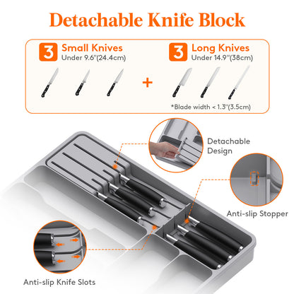 Cutlery Drawer Storage. Organizer, Kitchen Expandable Cutlery Tray. Cutlery Storage, Kitchen Storage, Adjustable Cutlery and Cutlery Holder. Thoughtful Holiday Gift, Christmas Gift, Halloween Gift. Compact Plastic Cutlery Storage Box, Large