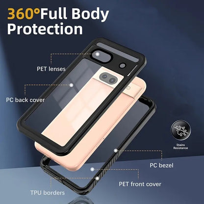 For Google Pixel 7 8 Pro 7A 8A - IP68 Waterproof Case 360° Full Body Case Shockproof Dustproof Drop-proof Built-in Screen Protector Phone Case