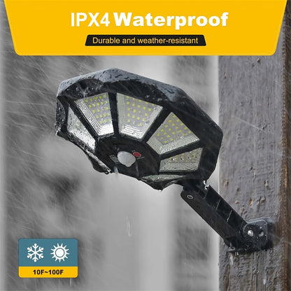 1/2pcs Solar Motion Sensor Lights, 168LED Solar Street Lights, 3 Lighting Modes Courtyard Lights with Remote, 180 ° Adjustable Floodlights, Wide-angle Lighting, for Commercial Street, Gardens, Paths, Garages, Parking Lots Lighting