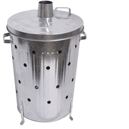 90 Litre Extra Large 90L Galvanised Metal Incinerator Recycle Garden Rubbish Fire Wood Burner Burning Leaves