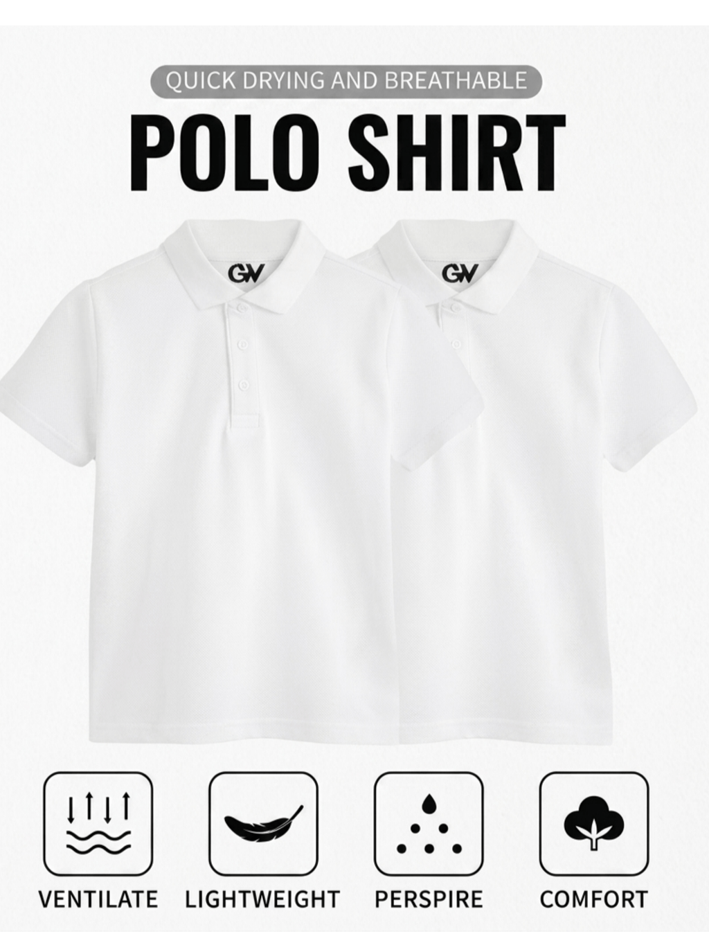 Children's White School Polo Shirts - product view 1