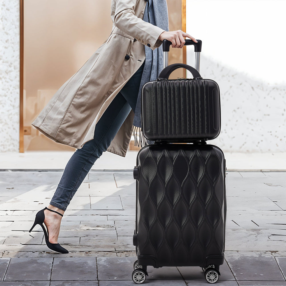 Luggage Sets of 2 Piece, Suitcase Set, Cabin Suitcase with Wheels, Hand Luggage Suitcase and Toiletry Bag with Beauty Case, 20''+14'' Inch