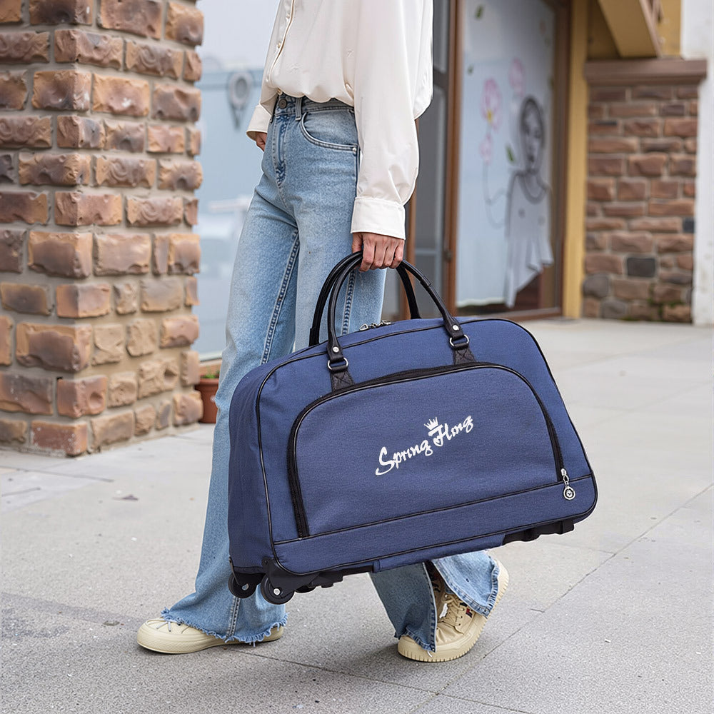 Foldable Wheeled Travel Duffel Bag, Large Capacity Rolling Handheld Luggage for Family Vacations, Outdoor, and Short Trips, Easy - To - Carry Tote with Durable Build