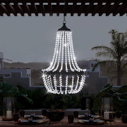 Taylor & Brown 28" Tall Hanging Solar Powered Acrylic Crystal Chandelier Light Lantern Modern Outdoor Garden Meadow with 30 Cool White LED Lights for Yard, Patio and Gazebo Decorations