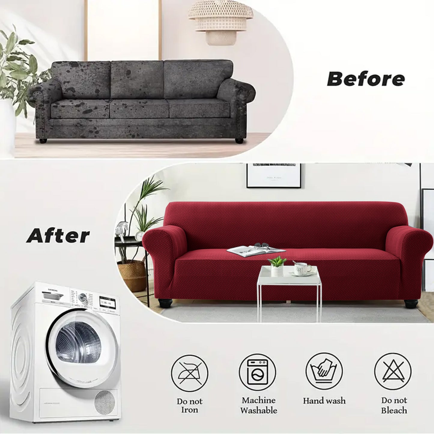 1pc Stretchable Spandex Elastic Sofa Cover – 1, 2, 3 Seater Polyester Spandex Furniture Protector, Anti-Slip Grip & Pet-Friendly, Machine Washable, Perfect for Living Room & Home Decoration