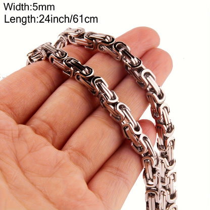 Men'S Necklace Hip Hop Chain 304 Stainless Steel Necklace Byzantine Link Chain for Men Gift