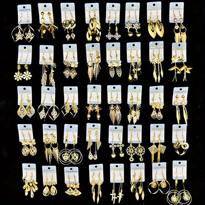 10 Pairs/lot Men's Jewelry Set Fashion and Elegant Cubic Synthetic Zirconia Multi-layer Pendant Tassels Earrings Butterfly Leaf Geometric Shape Exaggerated Bold Hollow Design Suitable for Gatherings Leisure Parties Gift Mixed Layered Women's Earrings Whol