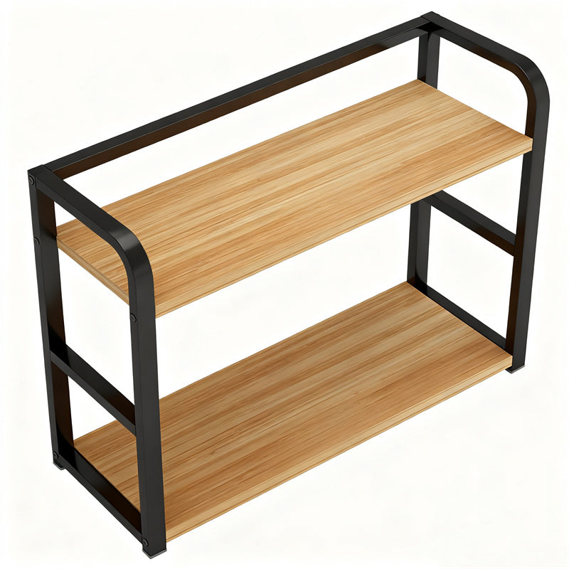 2 Tier Coffee Bar Organizer Countertop Station Rack for Kitchen, Spice Rack, Multi- functional Mug Holder Display Stand, Accessory Storage Shelf with Hooks, Black