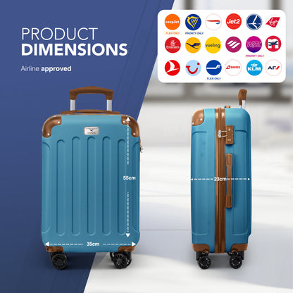LUGG 55x35x23cm Skywander Lightweight Travel Cabin Bag Carry On Approved Suitcase ABS Shell Protection Water Resistant & Safe Locking System Easyjet Overhead Compliant (20inch)