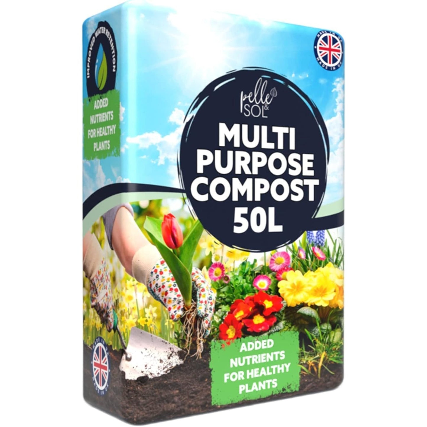Pelle & Sol 10/20/40/50/60Ltr Multi Purpose Compost - Compost for Outdoor Plants & Soil for Plants Indoors - Potting Soil for Pots Plants Outdoor - All Purpose Nutrient Rich Fertiliser, Houseplant Potting Mix