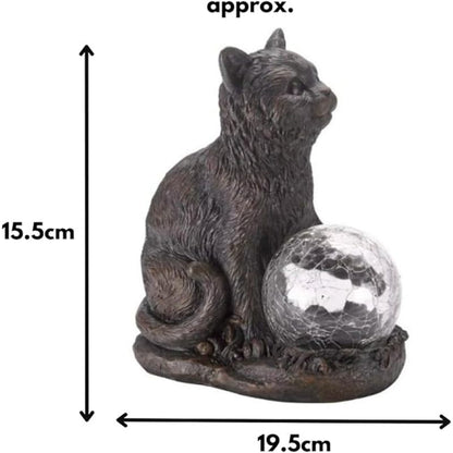 Garden Mile Novelty Cat Garden Ornaments Outdoor Solar Powered Ornaments Cat Statue With Multicoloured Led Lights Weatherproof Durable Animal Lights For Patio Solar Garden Ornaments Home Decor