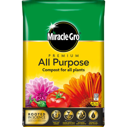 Miracle-Gro All Purpose Premium Compost 20L Nutrient Enriched Soil for Garden Flower All Plants Maximum Root Growth Multi-Purpose