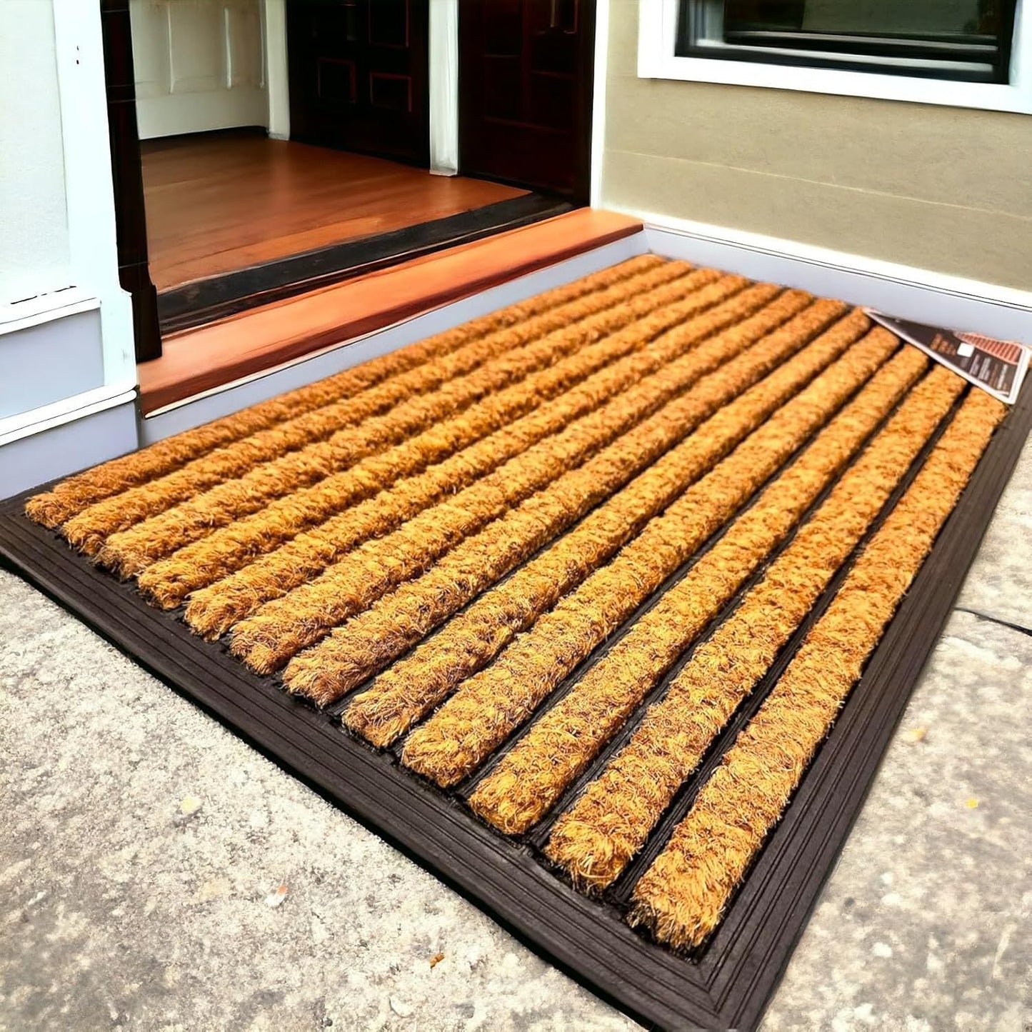 Heavy Duty Coir Door Mat Non Slip Washable Floor Mat with Tough Bristles for Indoor Outdoor Use Cleans Dirty Shoes Entryway Patio Porch BLS 45 x 75 CM