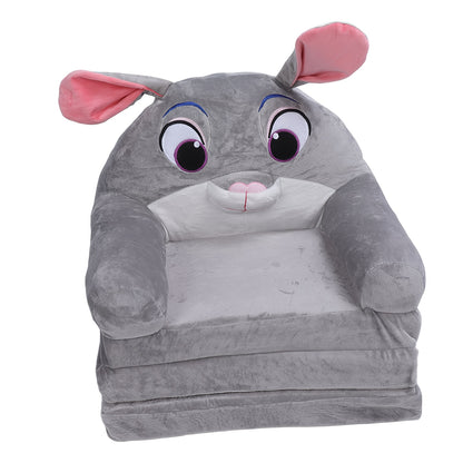 Cozy Kid Folding Sofa, Plush, Washable Lounge Chair for Playroom & Nursery, Gray Dog Style Foldable Wide Handle Soft Breathable Toddler Chair for Reading Relaxing Sleeping