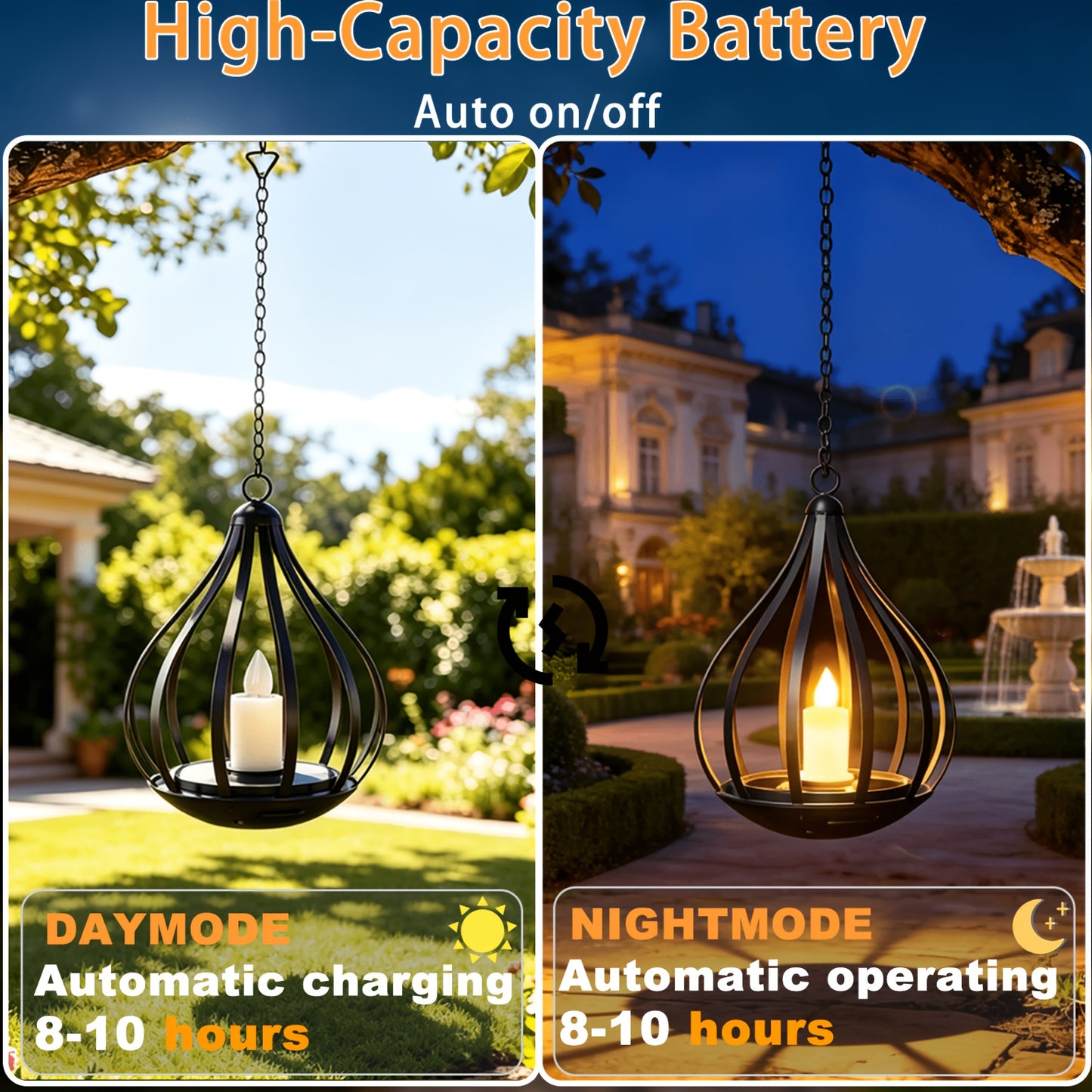 2-in-1 Solar Outdoor Pendant Light, Lawn Light, Teardrop Shape, Candle Effect Lamp with Light Post, Suitable for Gardens, Courtyards, Lawns, Decks, Parasols, Tents, Trees, Patios, Pathways, Driveways, Garden - Warm White Solar Lantern