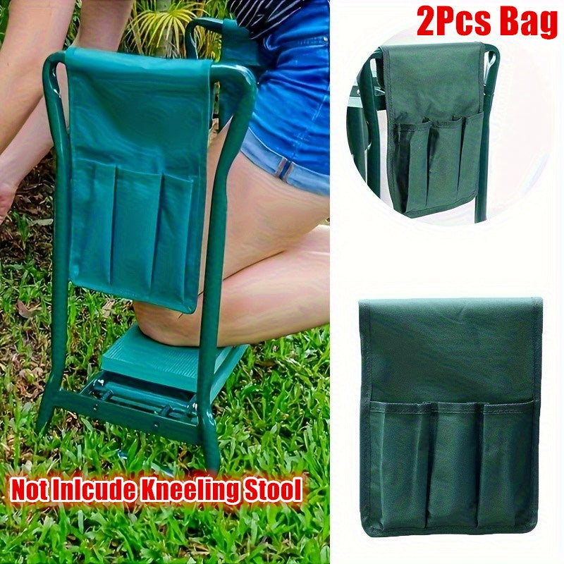 2pcs Durable Oxford Cloth Garden Kneeler Storage Bag, Square, Washable, with 3 Pockets, for Lawn Planting and Gardening Tool Storage