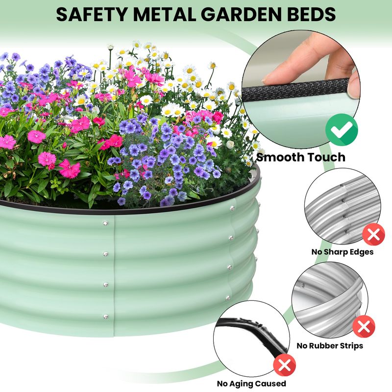 Galvanized Raised Garden Bed, Round Metal Planter Box with Open-Bottom Design, Heavy-Duty Steel Outdoor Flower Bed for Vegetables, Herbs, and Succulents, Easy Installation