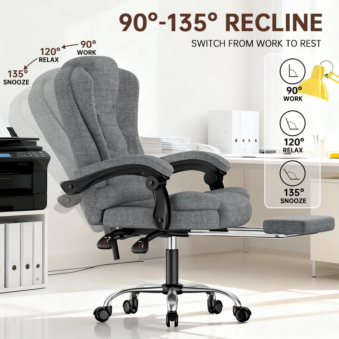 GartistGo Executive Office Chair with Footrest High Back Desk Chair Ergonomic Recliner Computer Chair Gaming Chair with Tilt Function Heavy Duty for Home Office Working