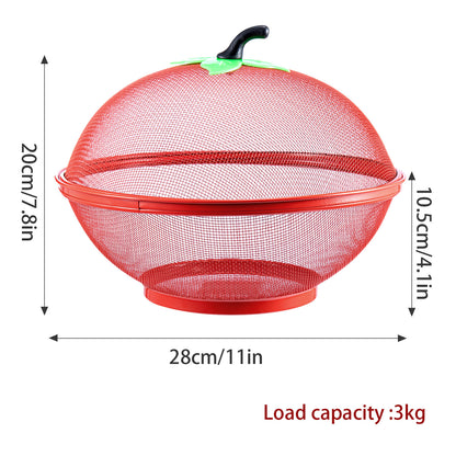 Fruits Bowl Basket Apple Shape Mesh with lid Tabletop Vegetable Holder Keep Unwanted Pets & Insects Out Kitchen Dishwashing Drain Basket