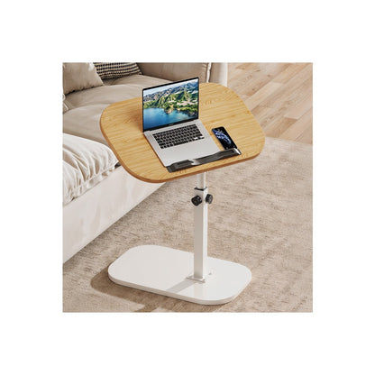 1 Piece Adjustable Bedroom Book and Computer Storage Table, Rotating Living Room Snack and Drink Shelves, Adjustable Height Shelf, Rotatable Bedroom Office Computer Shelf, Living Room Book Storage Shelf, Home Office Desk, Laptop Table, C-Shaped Bedroom Be